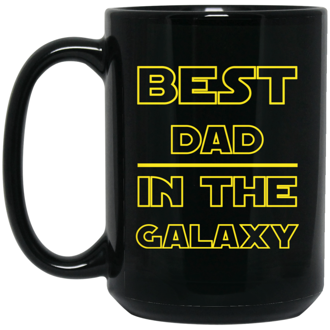 Bester Papa in der Galaxis 15 oz. Schwarzer Becher