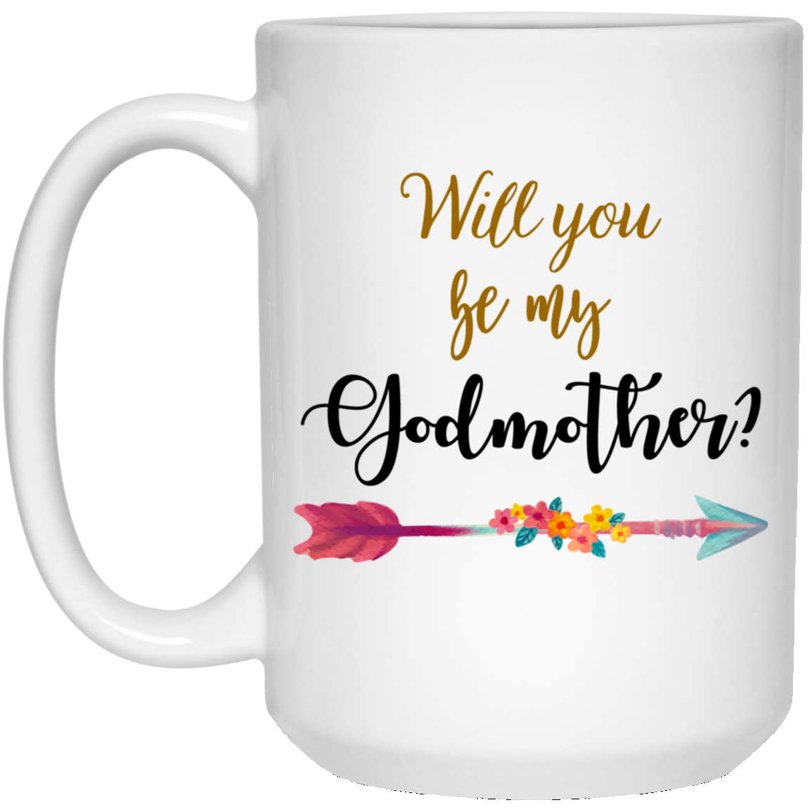 ¿Serás mi madrina? 15 oz. Taza blanca