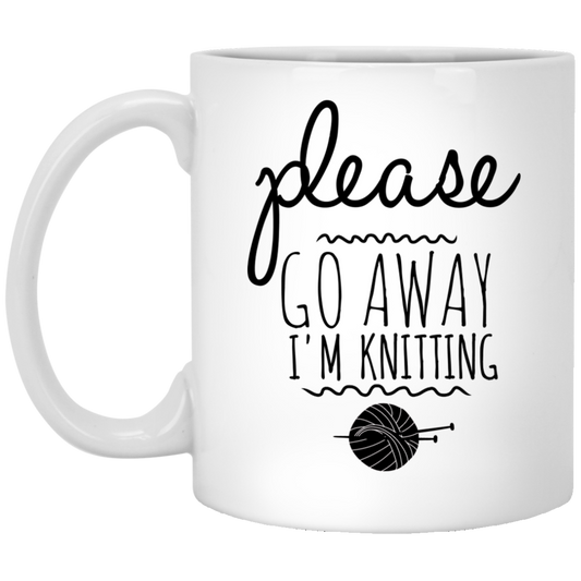Bitte geh weg, ich stricke – lustige Kaffeetasse für Strickerinnen
