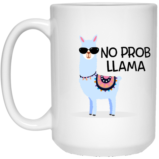 No Prob Lama 15 oz. Weiße Tasse