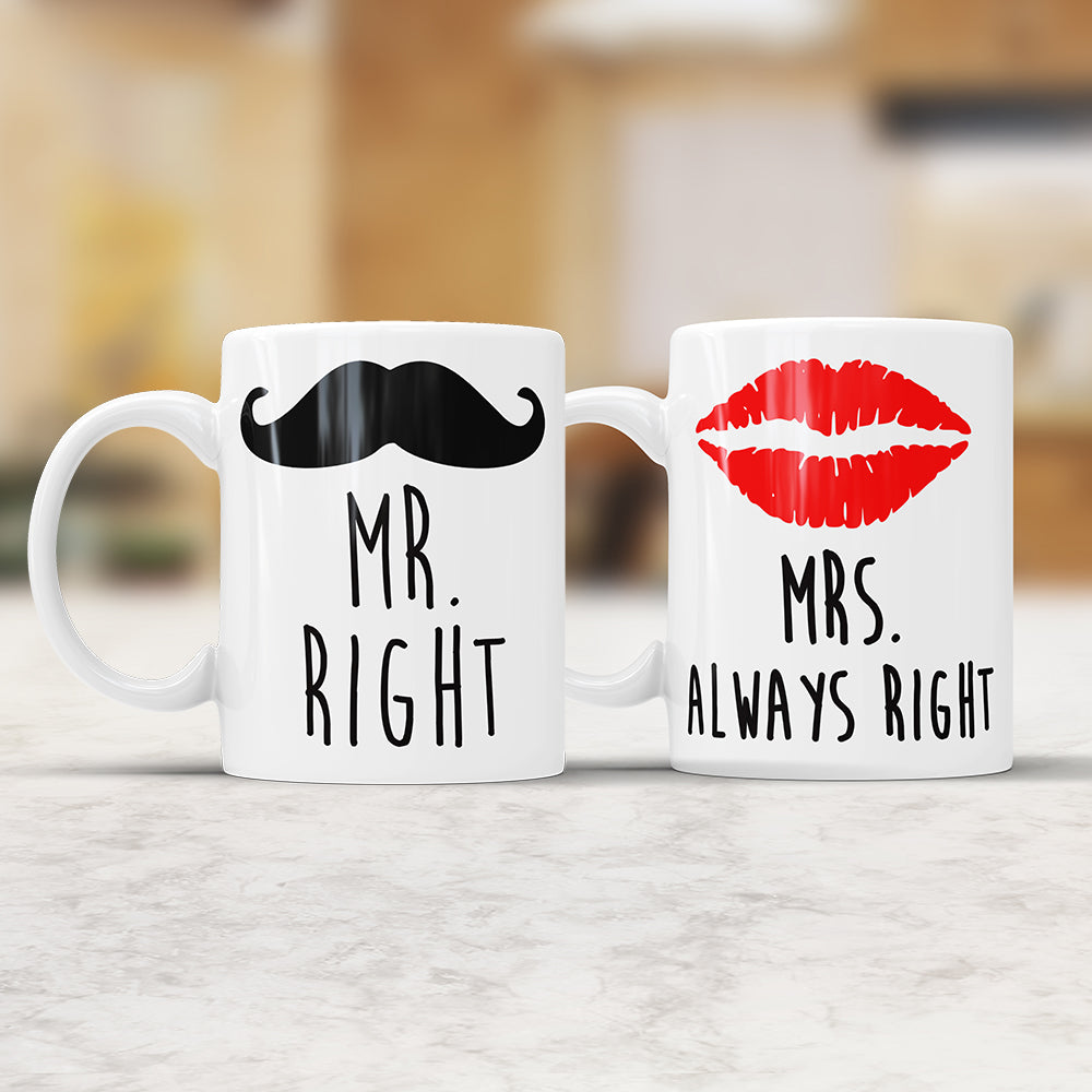 Mr. And Mrs. Right Mugs Set