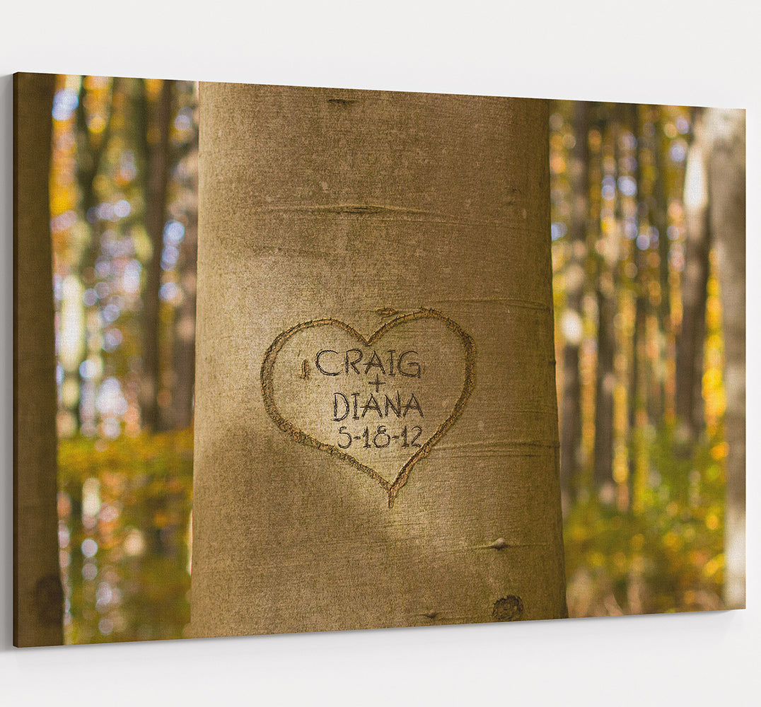 Liebesbaum – personalisierte Leinwand-Wandkunst für Hochzeit und Jahrestag