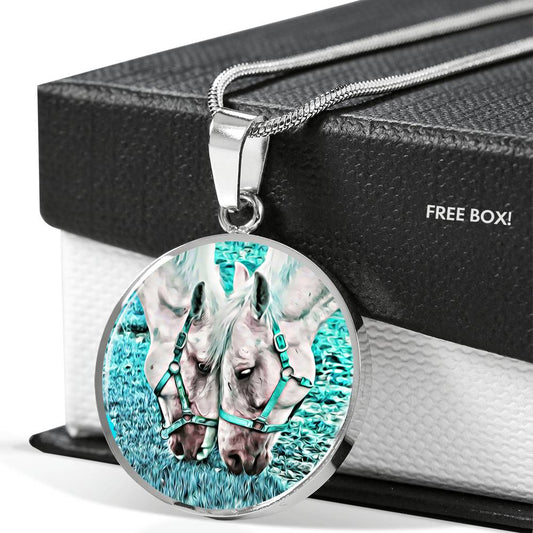 Collar Caballos Círculo Azul